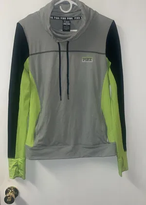 Victoria's Secret PINK Ultimate Funnel Neck Gray Neon Pullover thumbnail 1