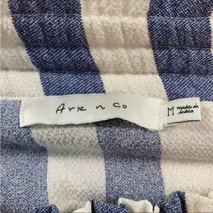 Ark & Co Womens Blue//White Striped Off Shoulder Smocked Maxi Dress Medium thumbnail 7