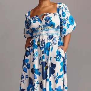 Anthropologie Plenty by Tracy Reese Off-The-Shoulder Puff-Sleeve Smocked Dress thumbnail 2