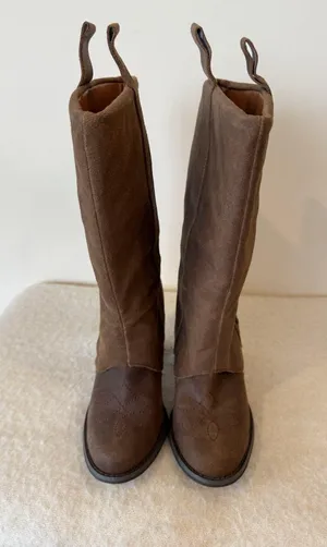 Western Mid-Calf Pull On Brown Leather Boots US 8 Boho Cowgirl Festival thumbnail 1