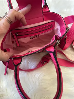 Madden NYC Hot Pink Mini Satchel with Detachable Strap & Rhinestone Pouch thumbnail 8