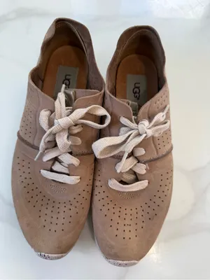 UGG Women's Suede Perforated Lace-Up Sneaker - Taupe thumbnail 6