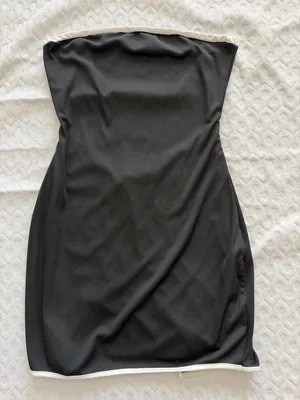 Strapless Black & White Trim Mini Dress Size M thumbnail 2