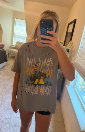 Zutter Distressed Graphic Tee Gray thumbnail 1