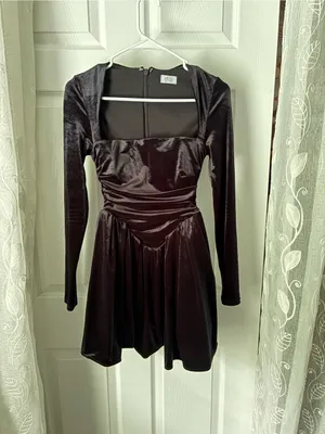 Oh Polly Black flattering Tera Velvet Square Neck Mini Dress corset bodice sz 2 thumbnail 3