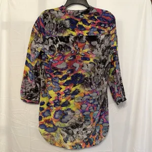 Amanda Uprichard Size Small Multicolor Print Silk‎ 3/4 Sleeve Blouse Top thumbnail 3
