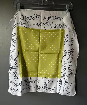 Polka Dot and Script Print Silk Scarf Green thumbnail 1