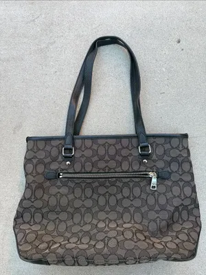 Coach Brown Signature Jacquard Monogram Zip Top Tote with Dark Leather Trim thumbnail 5