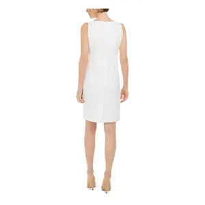 NWT Kasper Womens Size 18 White Jacquard Sheath Empire Waist Cocktail Dress NEW thumbnail 3