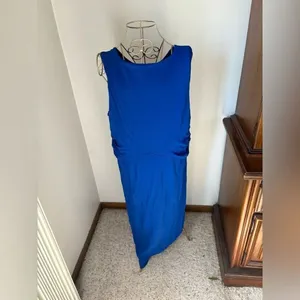 Chico's Sleeveless V Neck Midi Dress Chico's Size 4 Royal Blue thumbnail 9