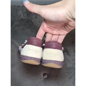 Sperry Burgundy Leather Boat Shoes with Cream Accent thumbnail 4