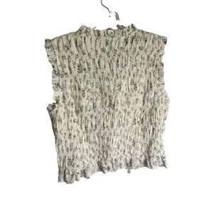 &Merci Sleeveless Smocked Top Dusty Blue Floral L NWT thumbnail 4