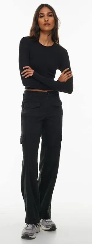 TNA Black Relay Cargo Utility Pants 4 Goth Streetwear Grunge Drop in Pockets thumbnail 1