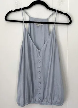 Dolan Sleeveless Blouse Top Light Blue Button Front FLAWS ~ Women’s Size M thumbnail 1