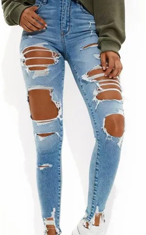 American Eagle Super High Rise Destroyed Crop Jegging thumbnail 1