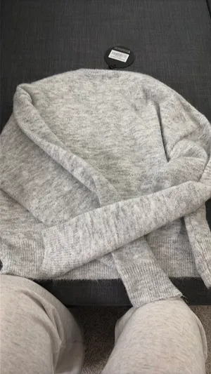 White fox grey cardigan thumbnail 3