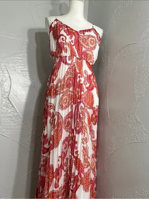 Express Pink & Orange Paisley Cutout Maxi Dress thumbnail 6