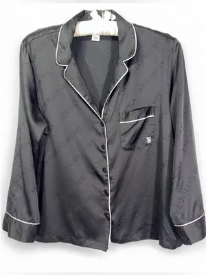 Victoria Secret Women’s Signature Satin Jacquard Black Pajama Set Size M Short thumbnail 8
