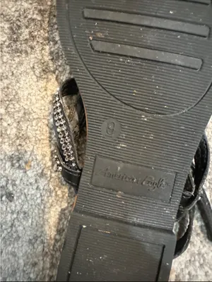 American Eagle Outfitters Black Braided Thong Sandals with Tan Footbed thumbnail 4