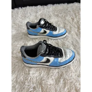 Nike Air Force 1 Low Custom Baby Blue Rhinestone Bling Sneakers‎ Size 8 thumbnail 3