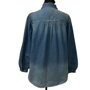 American Eagle Outfitters Denim Puff Sleeve Button Down Blue Top(Size Medium) thumbnail 2