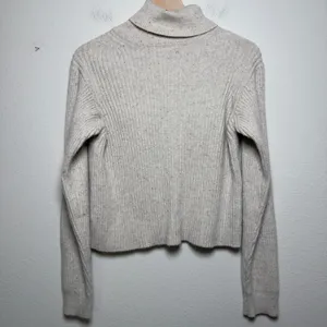Marine Layer Womens Isla Knit Turtleneck Sweater S Cream Ribbed Donegal‎ Speckle thumbnail 3