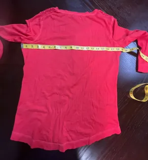 Lauren Jeans Co. Ralph Lauren Women's Red Henley Shirt with Crochet Shoulder Det thumbnail 12