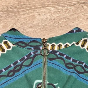 Free People Dress XS Green Stella Printed Mock Neck Long Sleeve‎ Boho Mini thumbnail 6