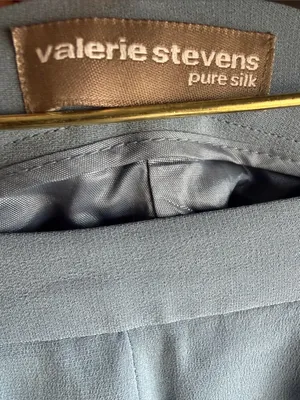 Valerie Stevens 100% Silk Pants Blue Wide Leg High Rise Pleated Vintage petite 6 thumbnail 2