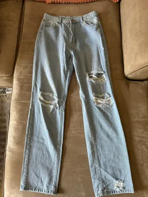 SheIn High Rise Ripped Straight Jeans thumbnail 5