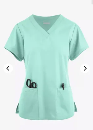 Uniform Advantage Butter-Soft Stretch Aqua Scrub Top Women’s Medium V-Neck Medical Uniform Scrub Top thumbnail 1