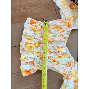 Faithfull‎ The Brand Floral Smocked Puff Sleeve Top Womens Yellow Orange Size S thumbnail 8