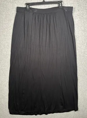 New Daisy Fuentes Maxi Skirt Black XL Womens Pull On Elastic Waist Stretch‎ Thin thumbnail 1