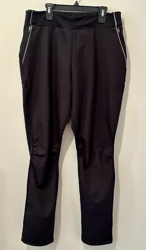 Title Nine Black Pants Ankle Zippers Pockets Size L Large EUC! thumbnail 1