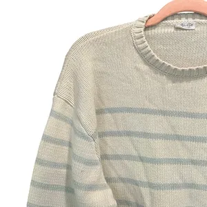 Brandi Melville Crew Neck Cotton Cream Blue Striped Cable Knit Sweater Preppy thumbnail 4