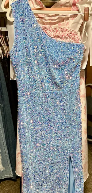 Authentic Digs Boutique One Shoulder Baby Blue Prom Dress thumbnail 8