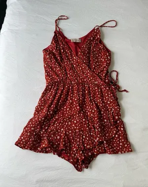 Altar'd State Romper Floral Red thumbnail 1