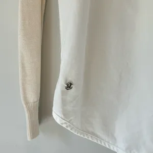 Lululemon Athletica Knit Button Down Cardigan Front & Blouse Back‎ Beige White thumbnail 9