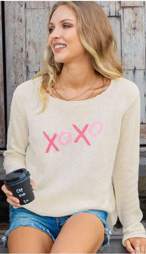 Wooden Ships XOXO Sweater Womens Small Cream Knit Slouchy Casual thumbnail 1