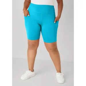 Ashley Stewart NWT Teal Blue Phone Pocket Biker Shorts Plus Size 22 / 24 thumbnail 2