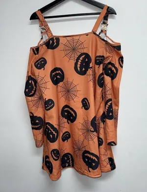 Rose Gal Halloween Dress Womens Plus 3X Orange Black Jack O'lanterns Spider Webs thumbnail 6