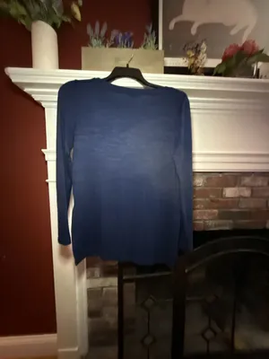 Banana Republic Navy Blue Lightweight Crewneck Sweater with Side Slits thumbnail 6