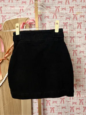 Urban Outfitters Black Corduroy Harmony Mini Skirt Diagonal Zip Classic Y2K XS thumbnail 4