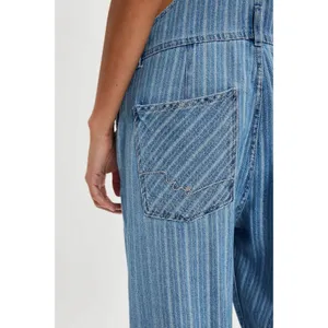 Free People XL Ziggy Striped Overalls in Beachcomber Railroad Bohemian Coastal thumbnail 4