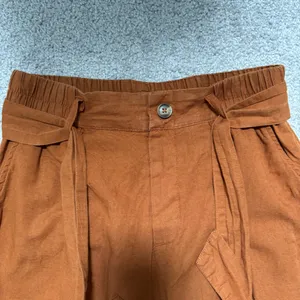 American Eagle Outfitters Burnt Orange High-Rise Linen Blend Cropped Pants with Belt thumbnail 5