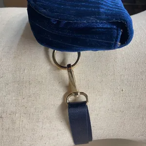 Fable England Navy Velvet Waist Bag Gold Bee Emblem Minimalist‎ Cottagecore Twee thumbnail 2