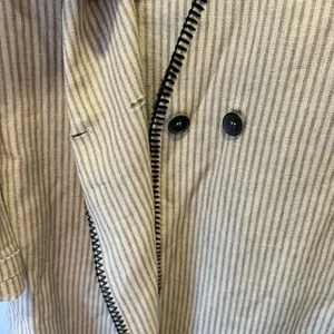 Zara Woman 100% Linen Striped Duster Coat Whipstitch Trim Beige XS Open‎ Front thumbnail 9