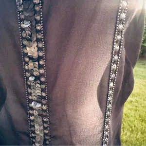 Ecote Sheer black tank with metallic beads and sequins thumbnail 12