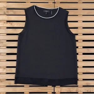 Theory Lewie Silk Combo Black Sleeveless Women's Size Petite P (XS) Minimalist thumbnail 2