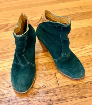 J Shoes Ranch 2 Green Suede Leather Zipper Ankle Boots Booties Women’s Size 7 thumbnail 3